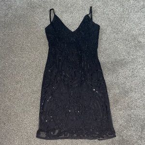 Detailed slight open back spaghetti strap